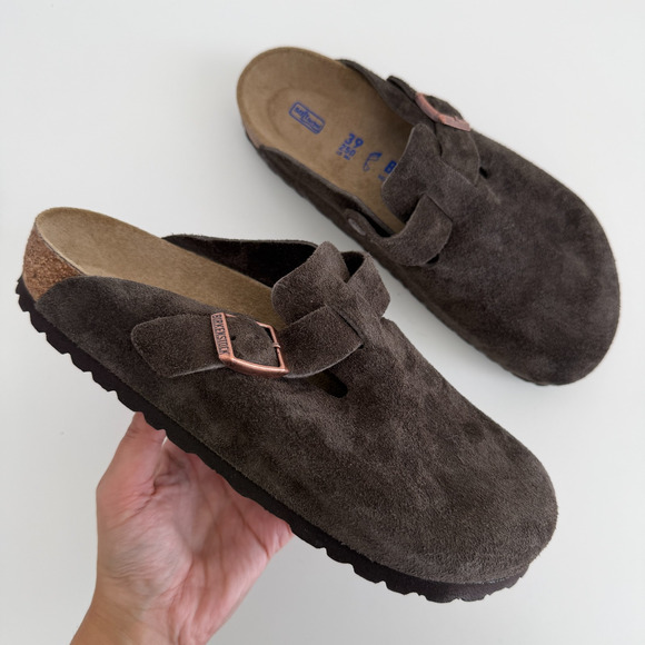 Birkenstock Shoes - Birkenstock Boston Clog Womens 8 EU39 Brown Mocha Soft Footbed Suede Leather